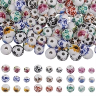 108 porcelæns perler. 8 - 12 mm,. 4 af hver størrelse